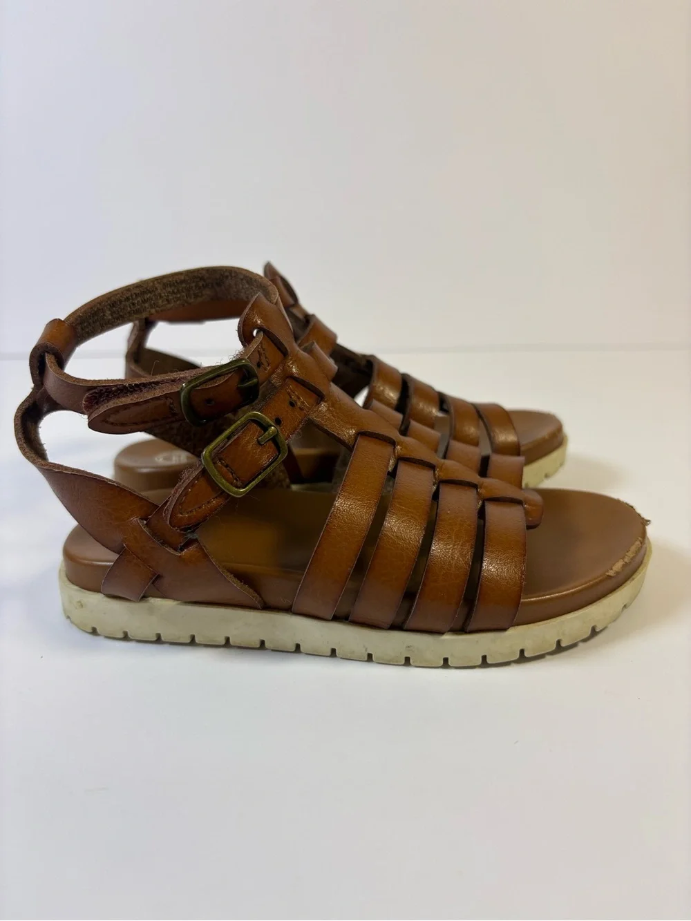 Wonder Nation Toddler Girl Gladiator Sandals Size 8 Brown Double Strap